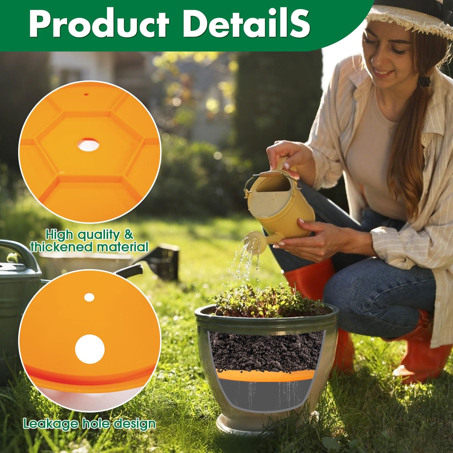 Tryitsbest Round Planter Insert for Large Pots, 13" Tall Flower Pot Fillers for Planters with Drainage Holes for Indoor Outdoor Gardening Plants Container (1 Pack, 13 inch)