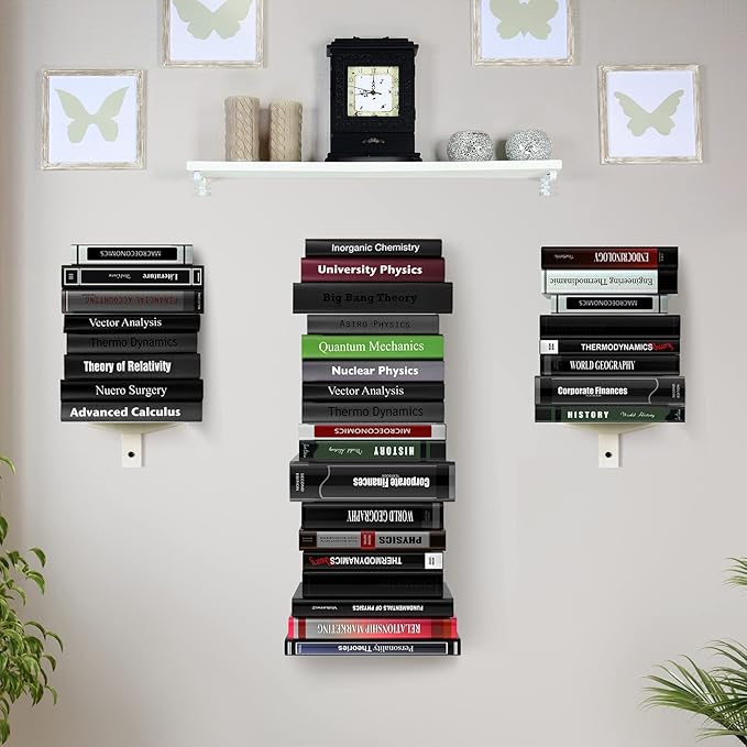 Floating Book Shelves for Wall, 4 Tier Invisible Floating Bookshelf, Vertical