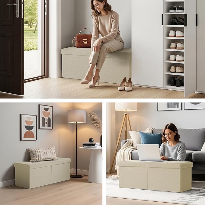 35-INCH Storage Ottoman Bench, Footrest