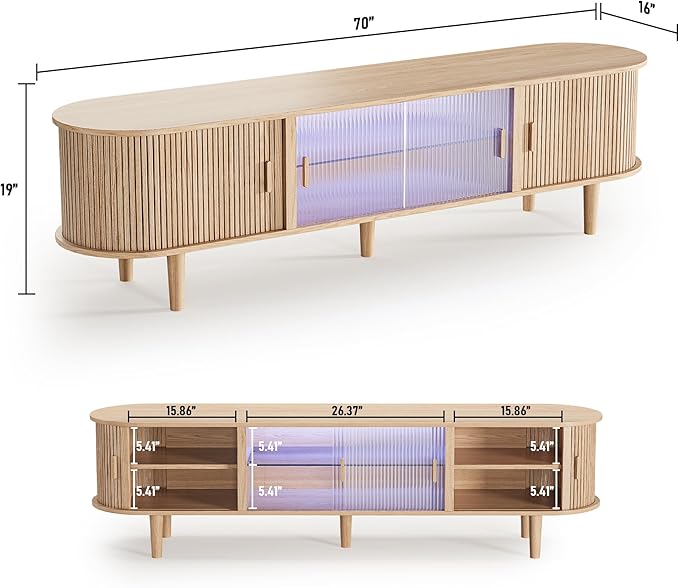 70" Fluted TV Stand with LED Lights