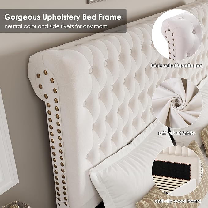 Queen Size Bed Frame 54" Tall Headboard