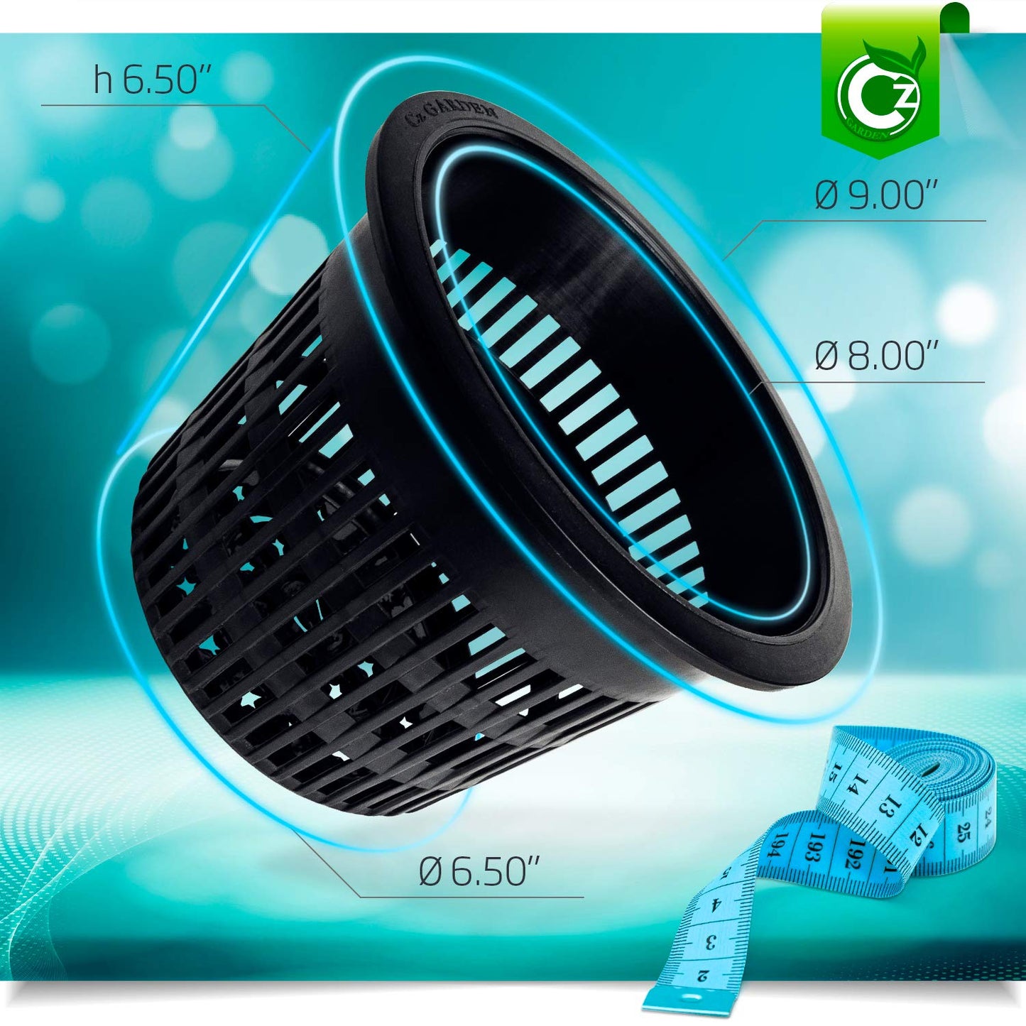 8 inch Net Pots Heavy Duty Round Cups Wide Rim Design - Orchids • Aquaponics • Aquaculture • Hydroponics Slotted Mesh (Cz Garden All Star 5 Pack Black)