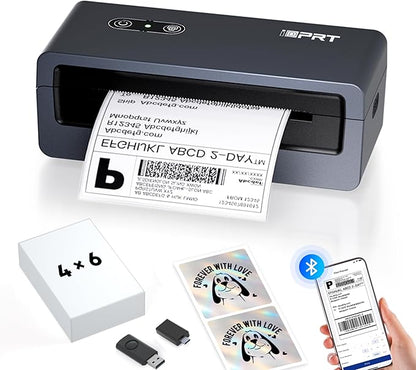iDPRT Bluetooth Thermal Shipping Label Printer 4x6 Label Maker for Small Business Packages, Compatible with Android,iPhone and Windows, and Works with Ebay, Amazon, Shopify, USPS