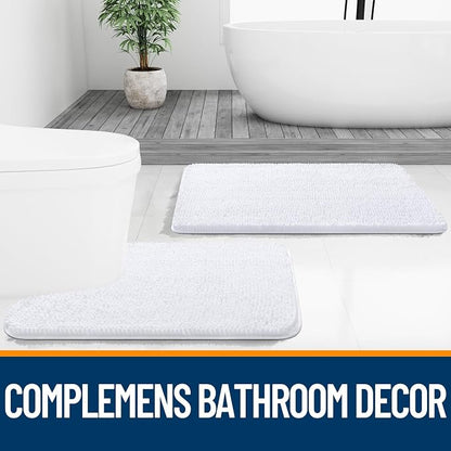 OLANLY Large Bathroom Rugs 45x27, Extra Soft Absorbent Chenille Bath Rugs, Rubber Backing Quick Dry, Machine Washable Bath Mats for Bathroom Floor, Tub and Shower, Home Decor Accessories, White