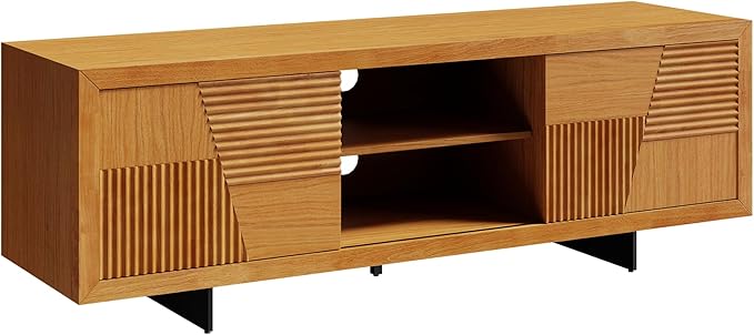Bme Trapeze TV Stand for Living Room – Wooden Media Console