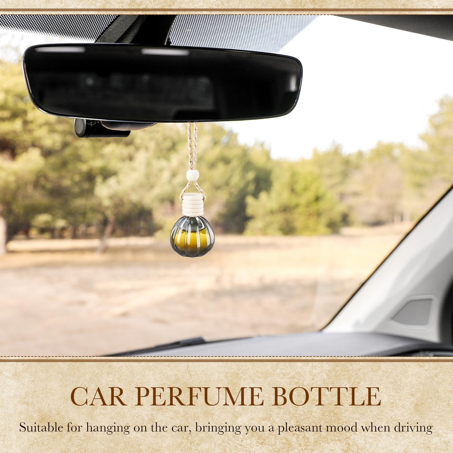BBTO 50 Pcs Hanging Car Air Freshener Black Car Diffuser Bottles Empty Glass Perfume Bottle Freshener Diffuser Bottle Pendant for Essential Oil Fragrance Aromatherapy Bottles Ornament(Pumpkin)