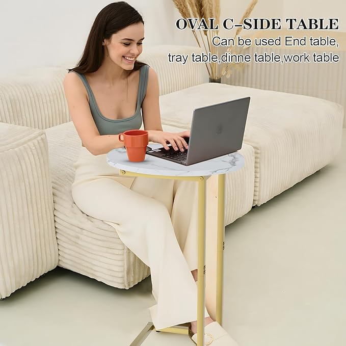 C Shaped End Table, Oval Couch Side Tables
