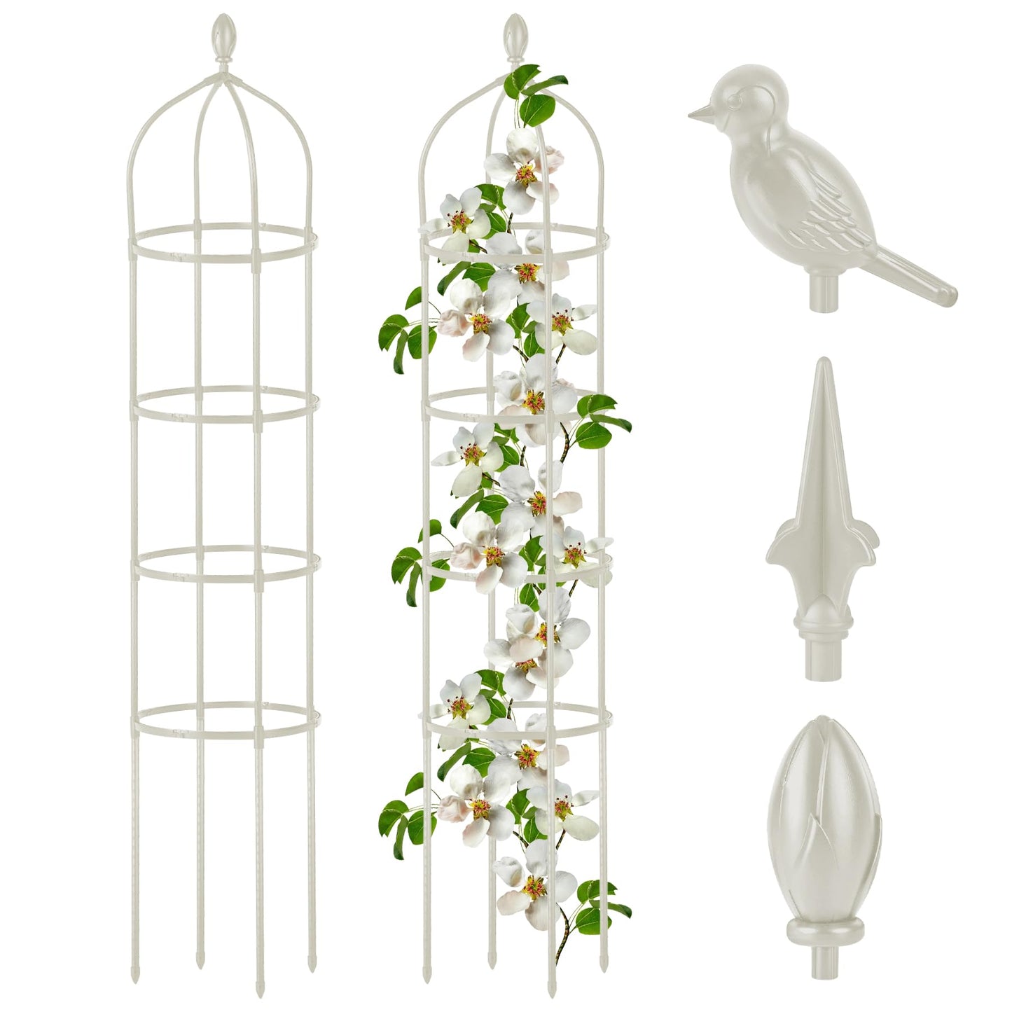 Garden Obelisk Trellis for Climbing Plants Outdoor 6 Ft Rose Bush Round Trellis for Pots Rustproof Metal Pipe with Plastic Coated Plant Flower Trellises for Clematis Vine Jasmine Support