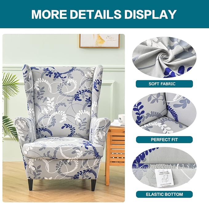 KRFOONN Wingback Chair Covers Slipcovers 2 Piece Stretch Wing Chair Covers
