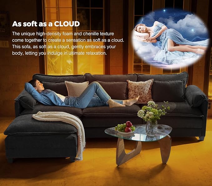 ELUCHANG Oversized 153" Modular Sectional Sofa, Comfy Cloud Couch, L Shaped