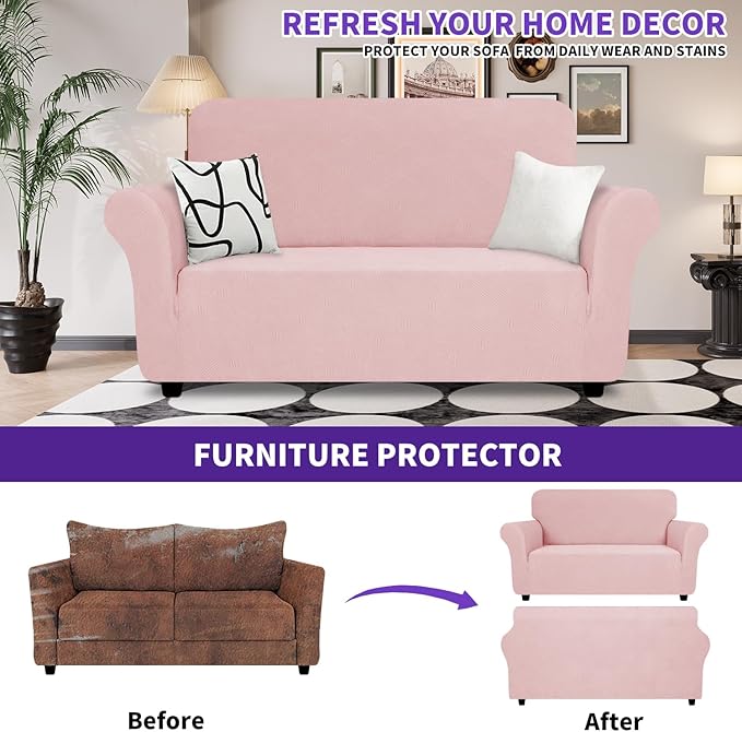ZNSAYOTX Super Stretch Loveseat Covers, New Striped Love Seat Slipcover