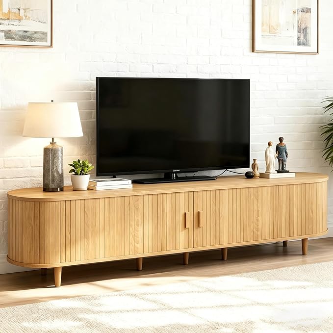 80" Mid Century Modern TV Stand, Wood TV Consoles