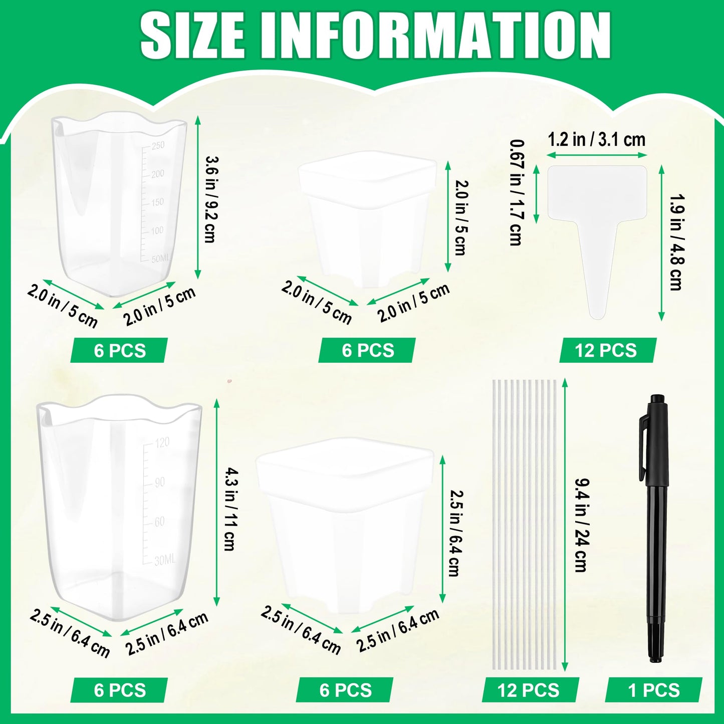 Windspeed 6+6P Mini Clear Self Watering Pots with Indicator 2.5 in 2 in Semi Clear Hydroponic Pots for Indoor Small Plants, Mini Self Watering Planters with Water Level Markings, Drainage Hole