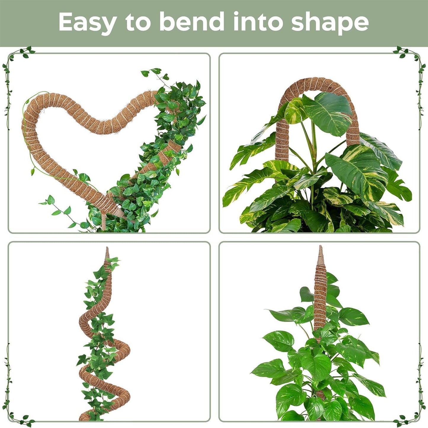 2 Pack 48'' Bendable Moss Pole Monstera Plant Support for Climbing Indoor Plants - Stakes for Potted Climbers - Tall Sticks Indoor Trellis for Houseplants - Accessories for Monstera Pot