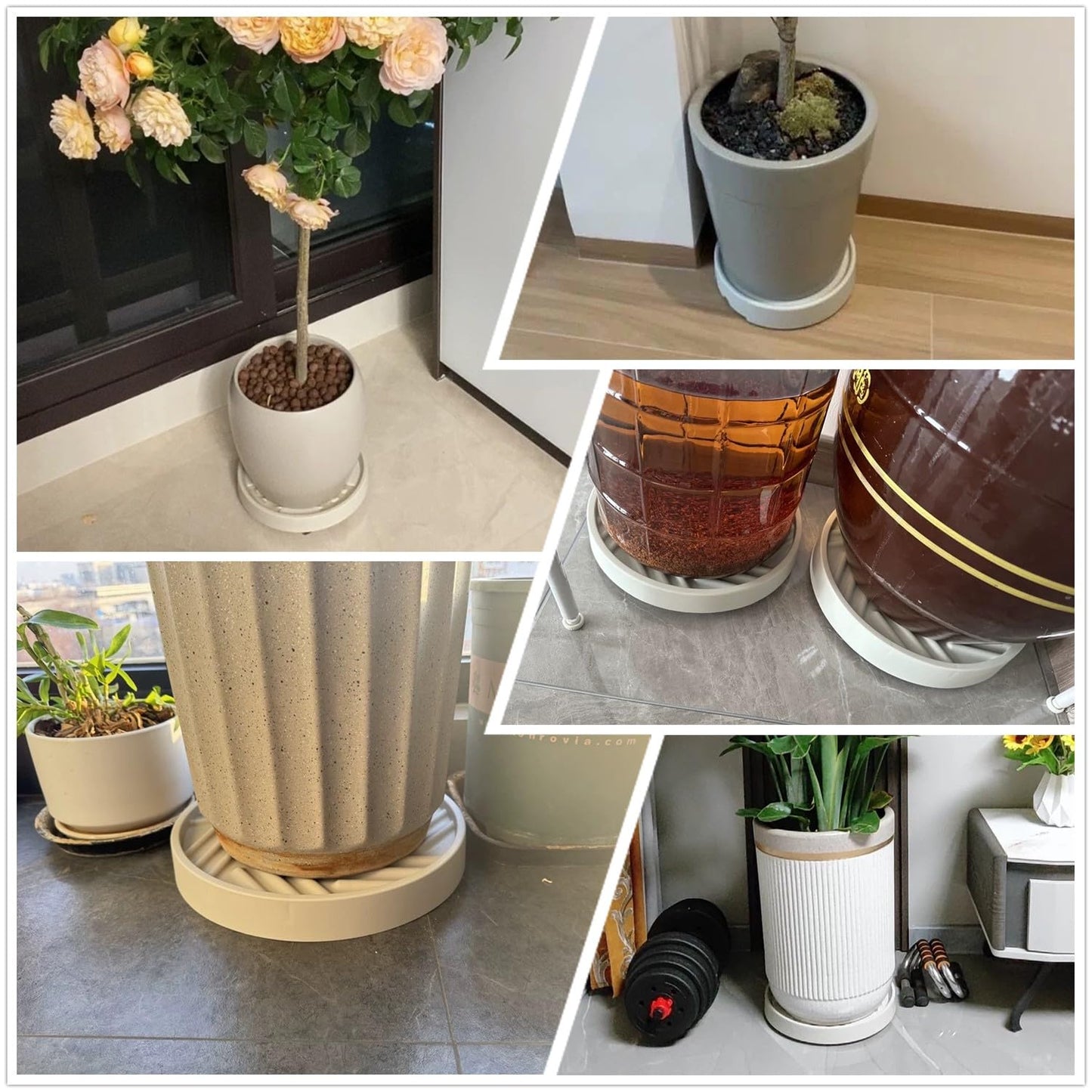 JAOXISOU 2 Pack Plant Caddy with Wheels,14" Rolling Plant Stand 165 LBS Heavy Duty with Hidden 360 ° Rotating Silent Wheel Wheels for Outdoor Indoor Large Plant Pots, Flower Pot, Patio