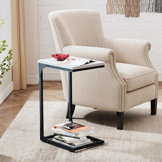 QEEIG C Table Side Table Set of 2 Living Room Sets C Shaped Couch Tray End