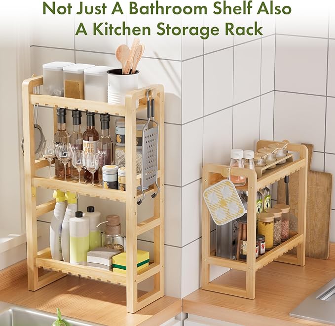 AmazerBath Bamboo Over The Toilet Storage Shelf