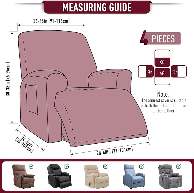 TAOCOCO Oversized Recliner Chair Covers, 1 Seater Streach Recliner Covers Soft