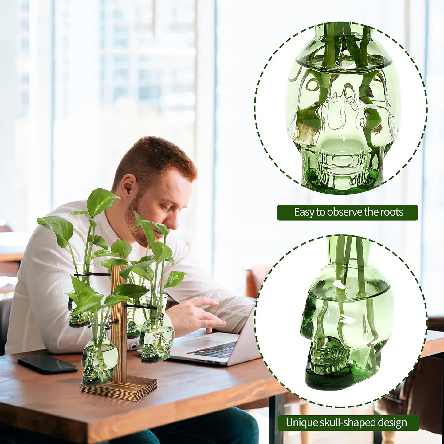 Plants Propagation Stations Skull Glass Propagation Birthday Gift for Women Garden Plant Lovers - 4 Skull
