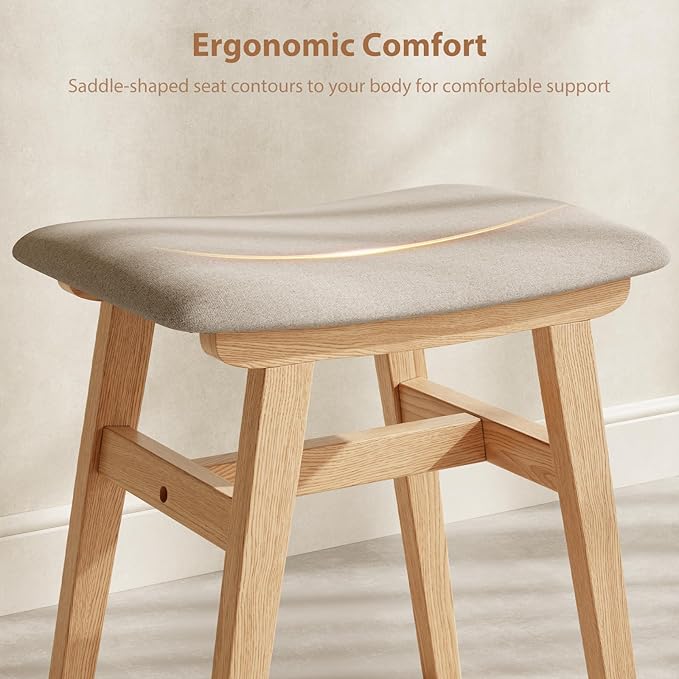 Muwuele Solid Wood Vanity Stool, Compact Makeup Chair