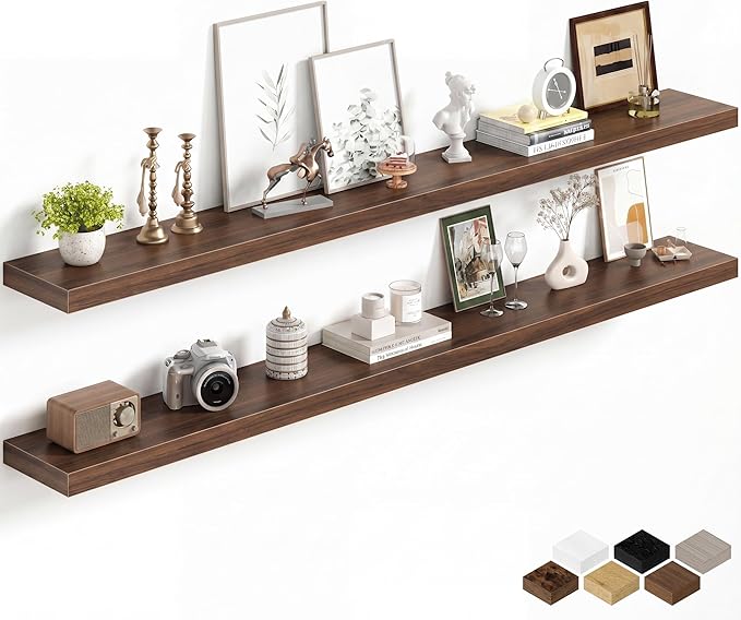 Fun Memories 72Inch Long Floating Shelves, 8 Inch Deep Shelves