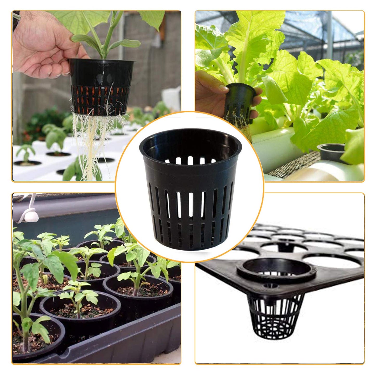 Tectsia 5 Inch Net Cups (12 Pack), Net Pots for Hydroponics, Orchids Mesh Baskets Pots Heavy Duty Hydroponics Supplies with Wide Lip