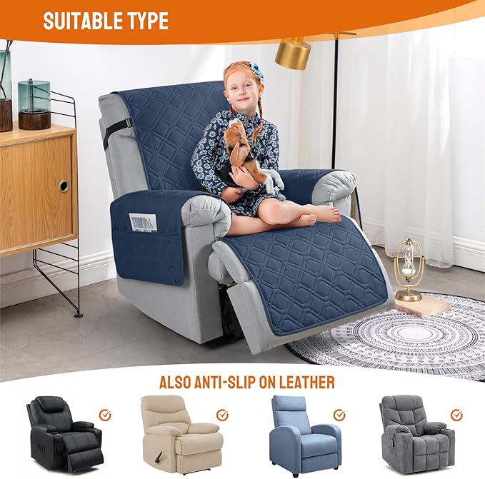 VANSOFY 100% Waterproof Recliner Chair Covers, Recliner Cover Non-Slip Dog