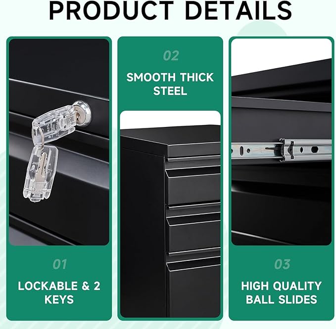 Letaya 3 Drawer Mobile File Cabinet