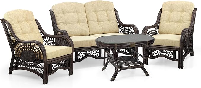 Malibu Lounge Loveseat Sofa Natural Rattan Wicker Handmade Design