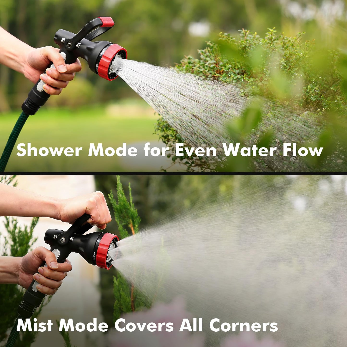 RESTMO Heavy Duty Fireman’s Garden Hose Nozzle, High Pressure Water Sprayer Nozzle with Lever Handle & Ergonomic Grip, 6 Classic Spray Patterns with Adjustable Flow Control for Watering, Cleaning
