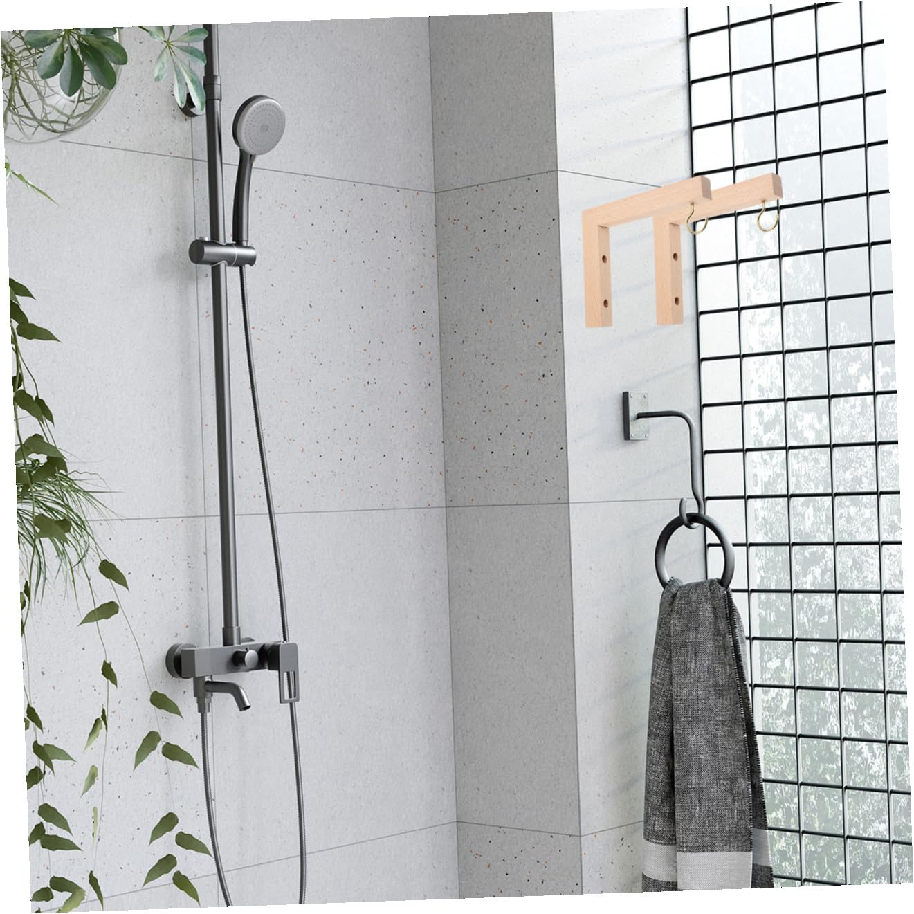 NUOBESTY 2pcs Wooden Wall Hooks for Hanging Plant Brackets Outdoor, Wall Mounted Plant Hangers for Bird Feeders, Wind Chimes, and Hanging Baskets in Garden
