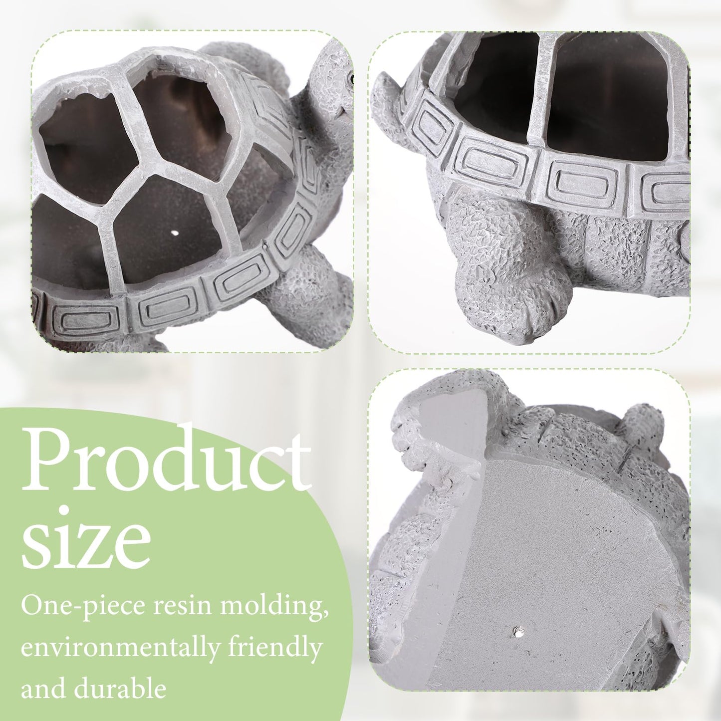 Umigy 2 Pcs Turtle Planters Succulent Pot, Indoor Outdoor Planter with Drainage Holes, Resin Material, Gardening Home Desk Cute Decoration Gifts for Plant Turtle Lovers, 5.51" x 4.33" x 3.14"