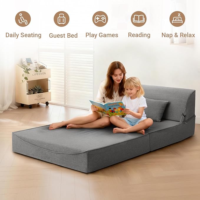 BeBen Folding Sofa Bed Chair, Convertible Sleeper Chair Futon Couch, Foldable