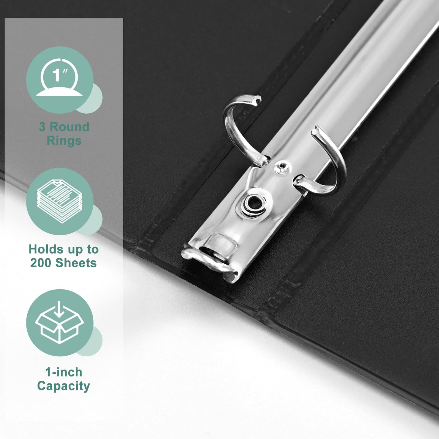 SUIN Basic 1-Inch 3-Ring-Binder, Customizable Clear View Cover, for US Letter Size 8-1/2 x 11'', Perfect for Office/School (Black - 24 Packs)