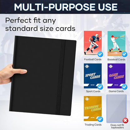 Trading Card Binder 9 Pocket, 360 Pockets Collectible Trading Card Album, Sports Card Binder for Standard Cards, Side Loading Card Folder for MTG Sports Baseball TCG Football Basketball Cards Black