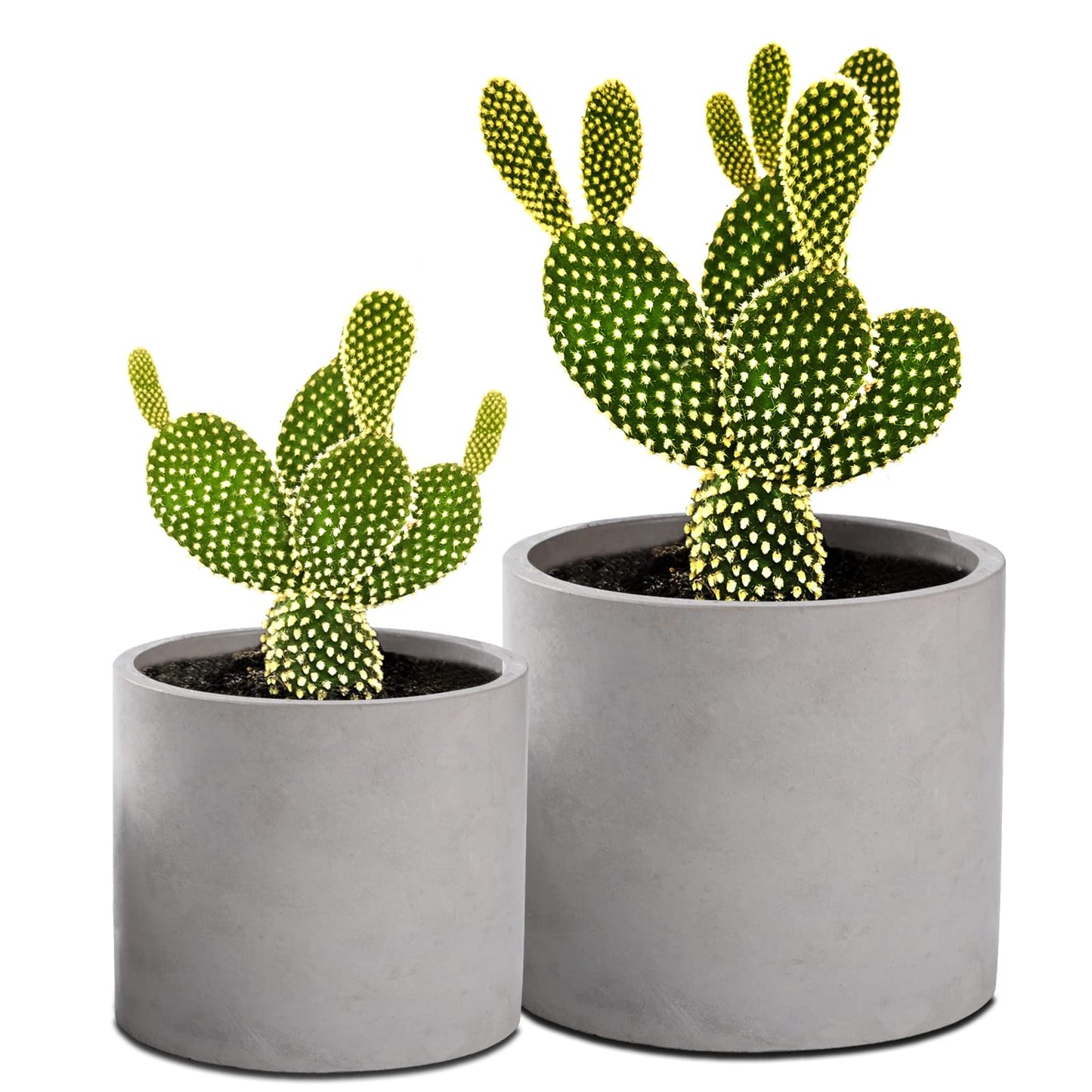 Ekirlin Planters for Indoor Plants, 3.5/4 Inch Plant Pots with Drainage Holes, Removable Rubber Stopper, Non-Slip Soft Pad - Grey Cement Concrete Planter for Most Indoor Outdoor Plants and Flowers