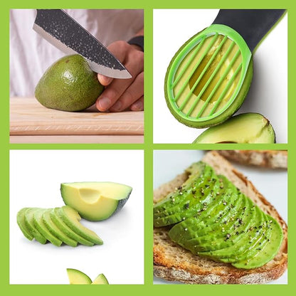 Good Grips 3-in-1 Avocado Slicer, Stainless Steel Blade, Manual Kitchen Tool, Dishwasher Safe Green