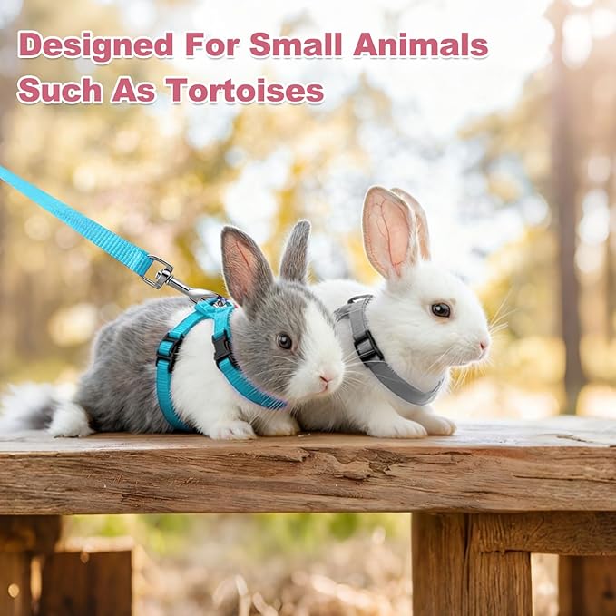 Rabbit Harness and Leash, Escape Proof Bunny Cat Leash Small Animal Harness Soft Adjustable Buckle(2Pcs, Yellow) for Bunny Kitten Cats Puppies Walking Hiking Training