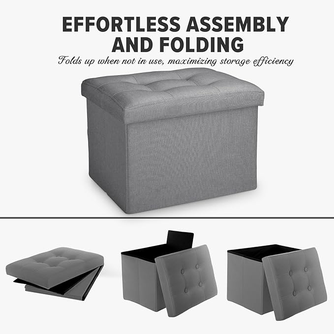 LINMAGCO Small Storage Ottoman Stool Foot Rest Stool Under Desk Stool Short