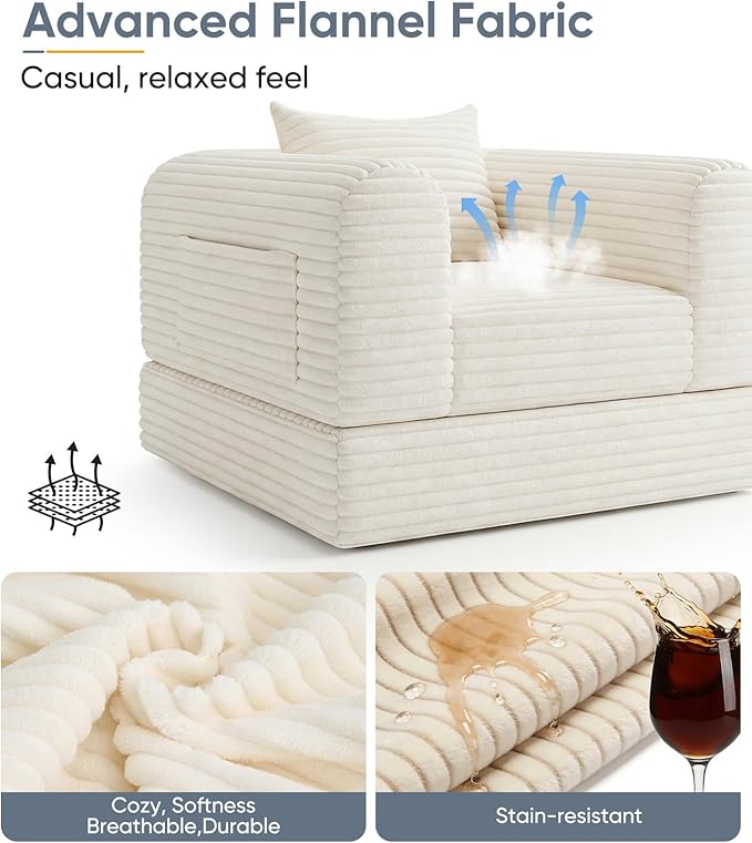 Versatile 2 in1 Loveseat Armchair Couch Convertible Boneless Chaise Lounge