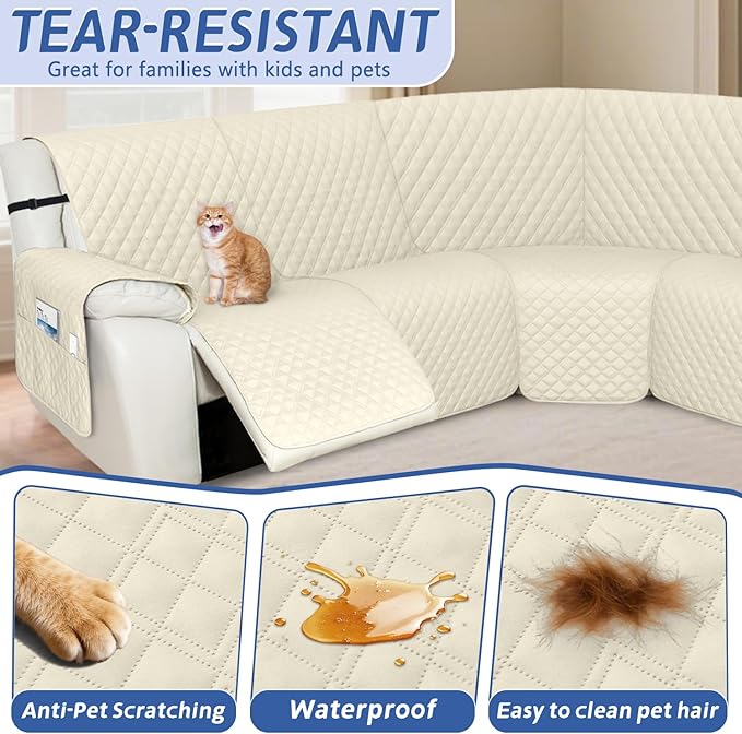 Arfntevss Recliner Sectional Couch Covers 1OO% Waterproof L Shape Sofa Cover
