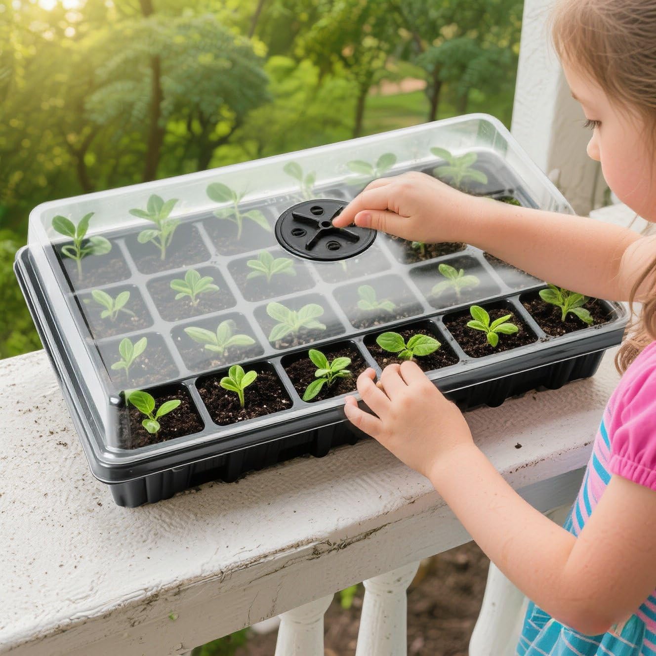 24XL Cell Seed Starter Tray with Dome, 5-Pack 2" Plug Seedling Trays (Total 120 Cells), Plant Germination Tray with Humidity Vented Lid and Base, Mini Propagator Plant Greenhouse for Seed Growing