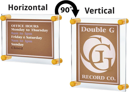 Azar Displays 105514-GLD Acrylic Floating Double Panel Wall Frame,8.5" x 11" Graphic Size, Overall Frame Size:12" x 15", Gold