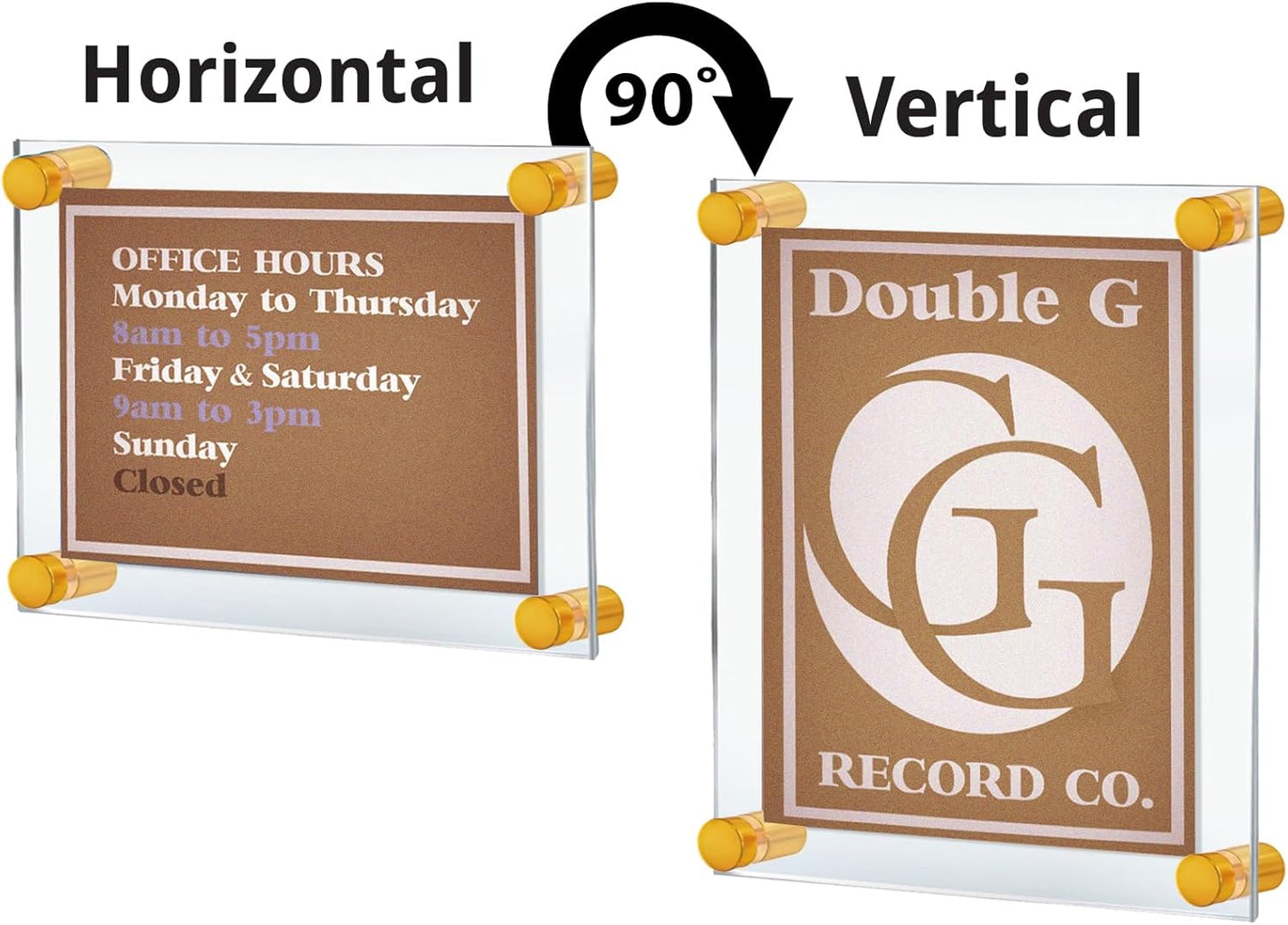 Azar Displays 105511-GLD Acrylic Floating Double Panel Wall Frame,8.5" x 5.5" Graphic Size, Overall Frame Size: 12" x 9.5", Gold
