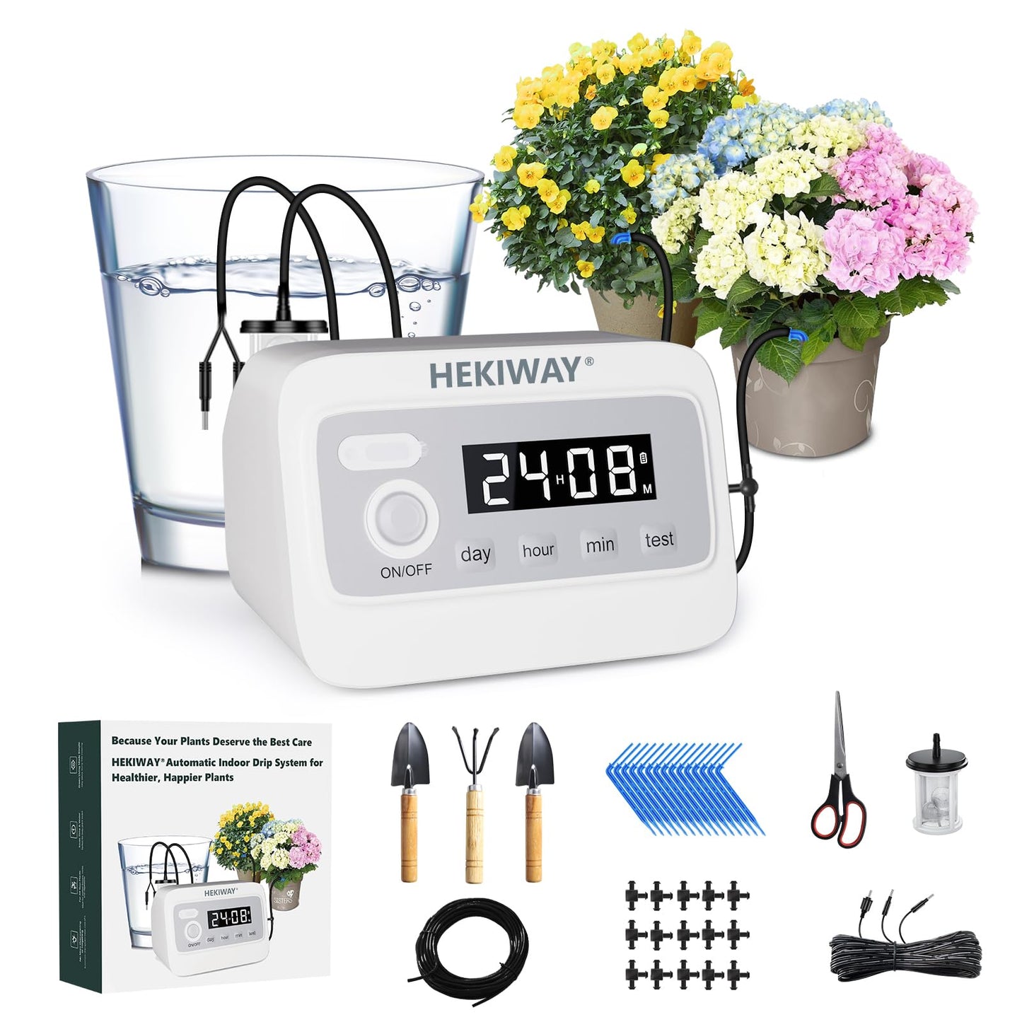 82FT Automatic Plant Watering System–HEKIWAY 390 Adjustable Watering Modes, Supports 30 Pots | Indoor Garden System & Vacation Plant Watering Devices, Auto Watering for Plants Outdoor