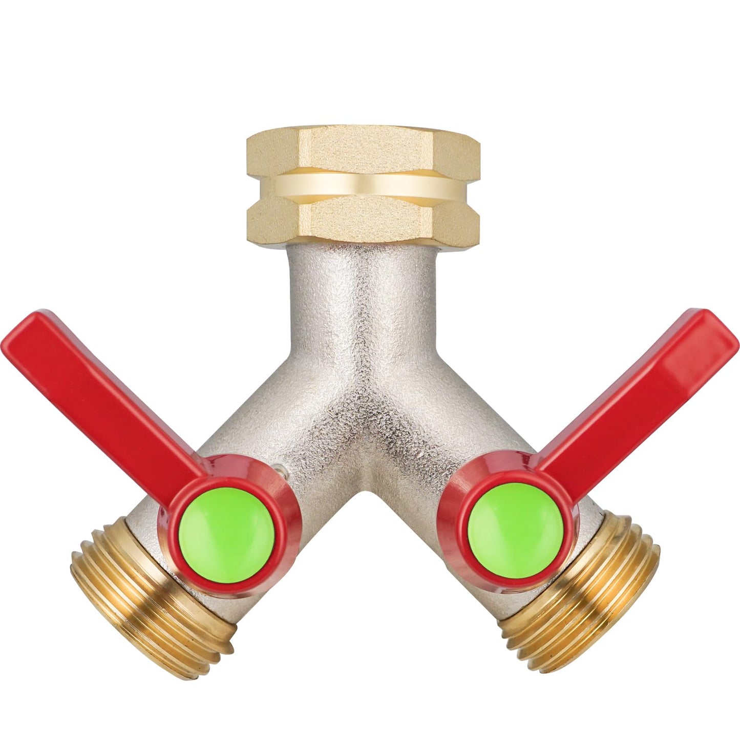 DINGBAI Garden Hose Splitter 2 Way,High flow Hose Splitters, Y Splitter 2 Valves, Faucet Splitter, Full Flow 2 Way Heavy Duty Brass Splitter, Outdoor Faucet Diverter, 2 Way Y Valve 3/4" GHT Thread.