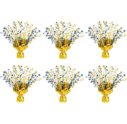 6 Pack Metallic Foil Spray Centerpiece Stars for Wedding, Birthday, Anniversary, Christmas Table Decor, Holiday Festival Baby Shower Graduation Mantle Party Decorations (Gold&Blue)