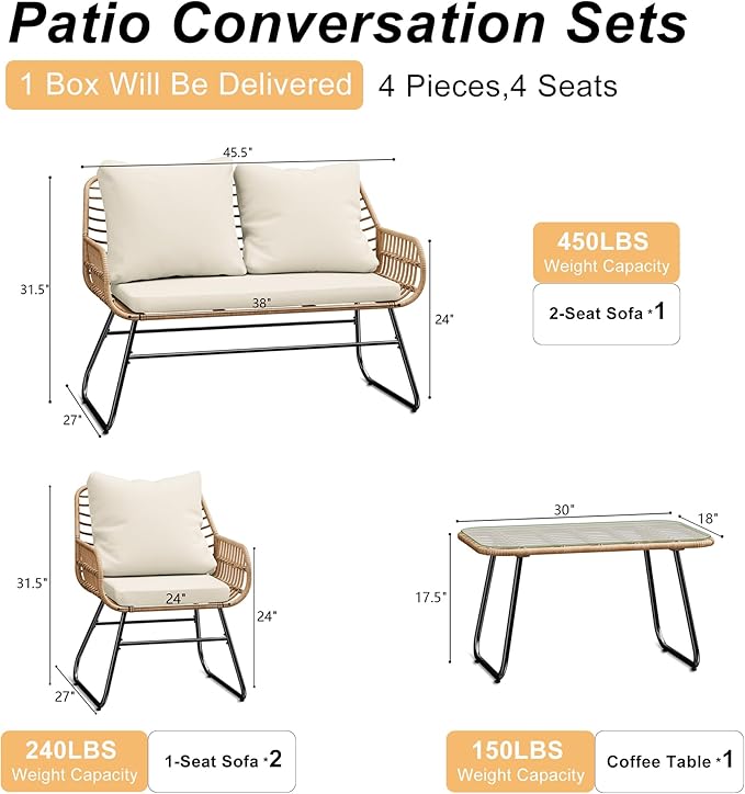 LEX CRAFT 4-Piece Outdoor Patio Furniture Set