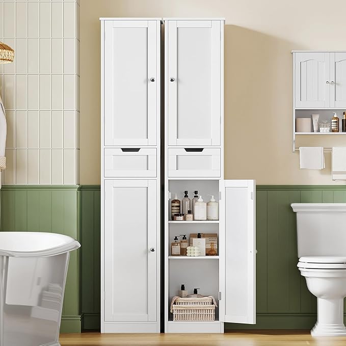 Iwell Tall Bathroom Cabinet, Slim Narrow Bathroom Storage Cabinet