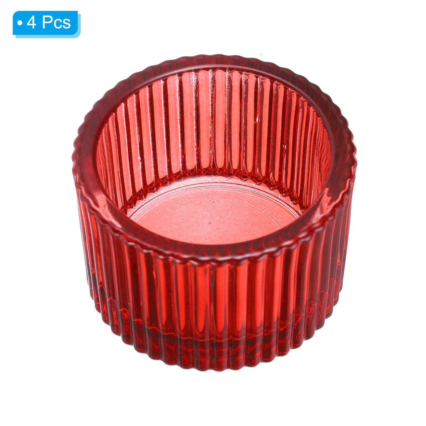 PATIKIL 4 Pcs Tealight Candle Holder, Tea Lights Candle Holder Glass Votive Candle Holders Glass Candle Holders for Table Centerpiece Decor Wedding Dinner Party, Red